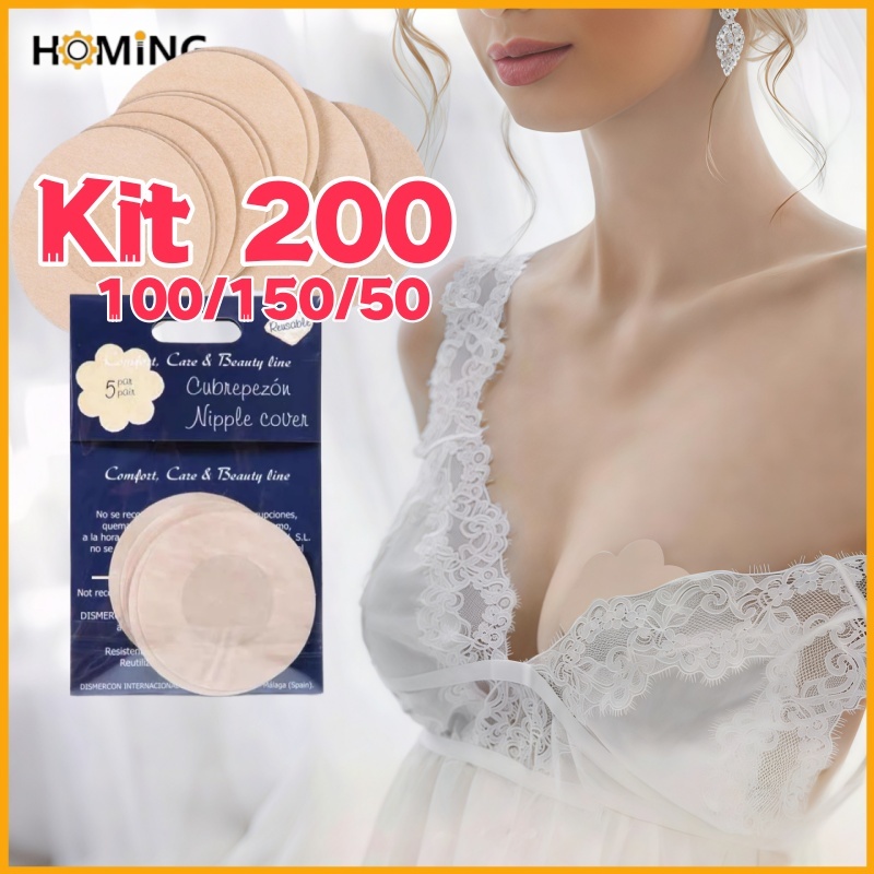 Kit 100/50 Tapa-Seios Invisível Adesivo Protetor para Tampar Mamilos Aureola