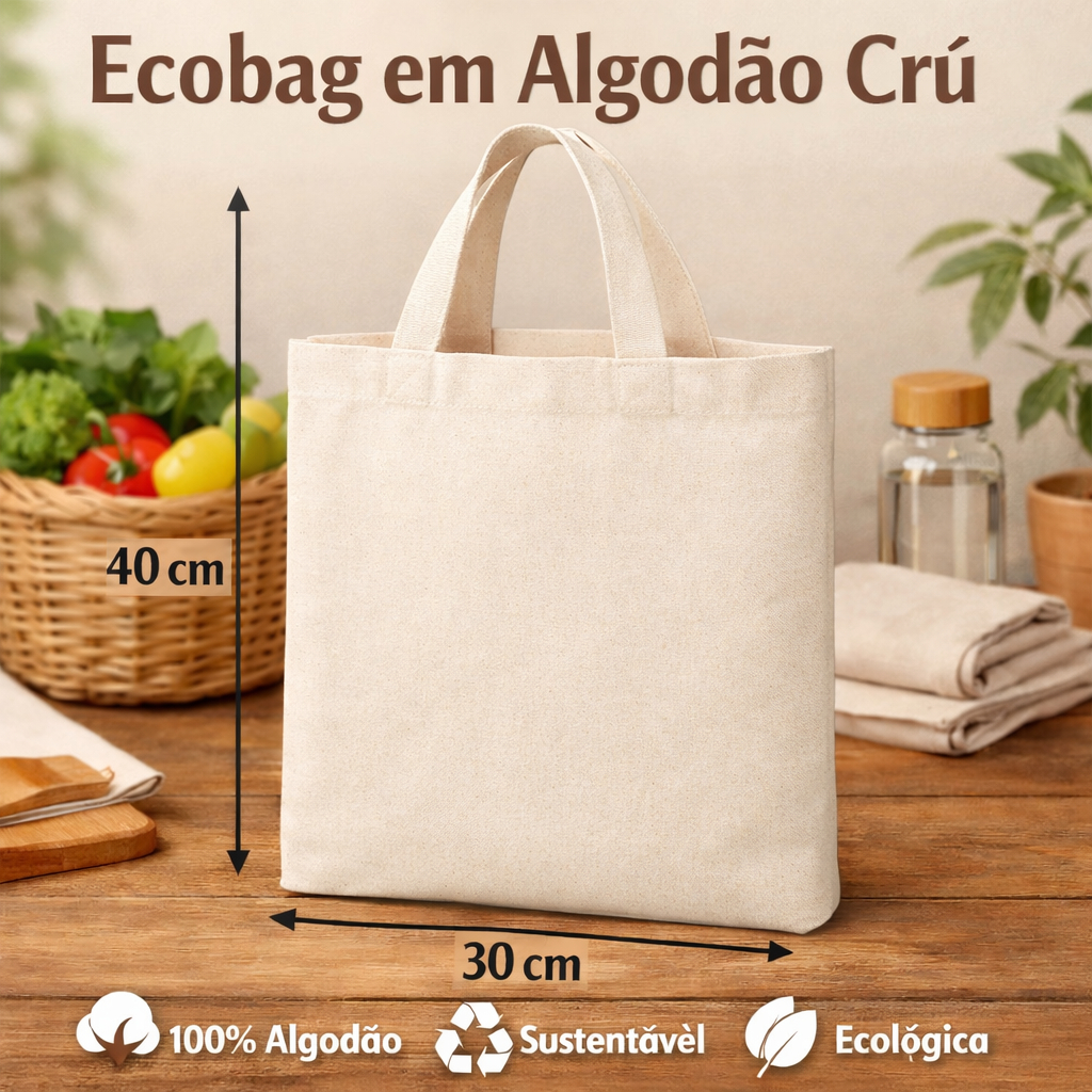 Ecobag Algodão 30x40 Sacola Ecológica Crû Reutilizável Sustentável