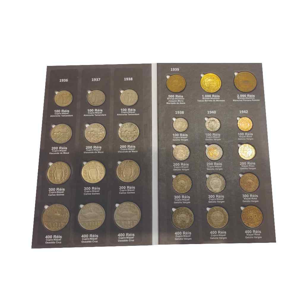 Álbum com as Moedas Dos Ilustres, completo Réis - Organizer