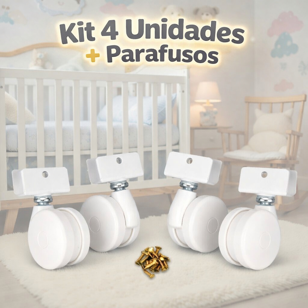 Rodízios Para Berço-Escrivaninhas- Móveis em Geral Chapa em U Para MDF/MDP 15mm- Kit 4 UN+ Parafusos