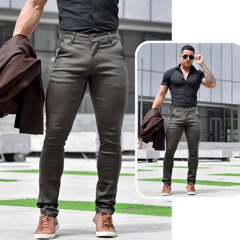 Calça  Sarja Social Esporte Fino Bolso EMBUTIDO  Masculina Premium Slim Super Confort , Jeans Direto Da Fabrica