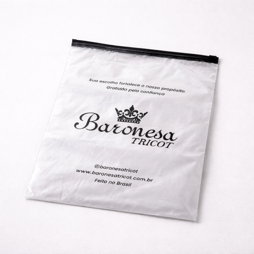 Embalagem plástica 25x35cm e 30x40cm Reutilizável Ziplock Saquinho para Presente Baronesa Tricot