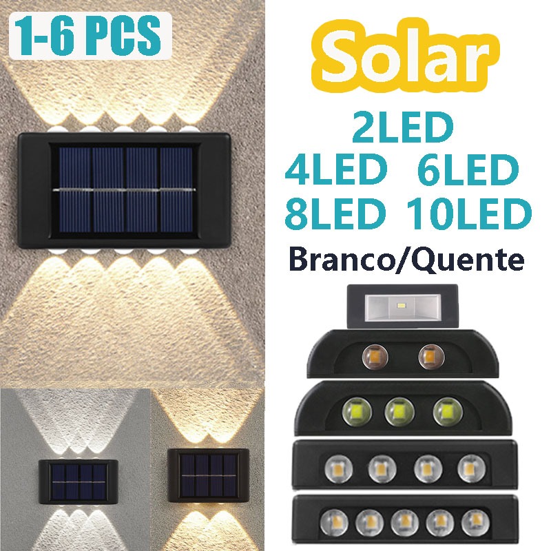 Luminária Solar de Parede: Sem Fiação! Acende à Noite Auto LED À Prova D'água - Luz Quente e Branca