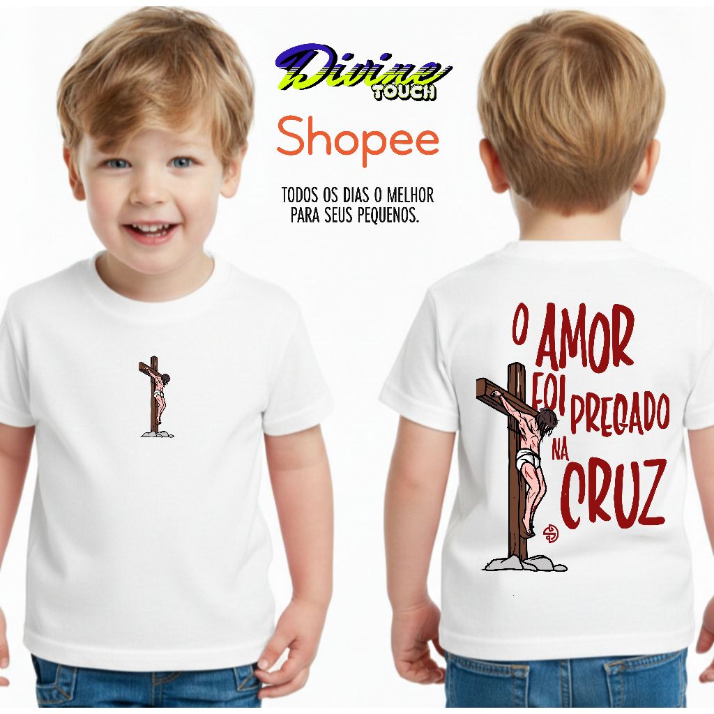 Camiseta Infantil Streetwear Malha 30.1 100% Algodão Camisa Estilosa A Tua Graça Me Basta