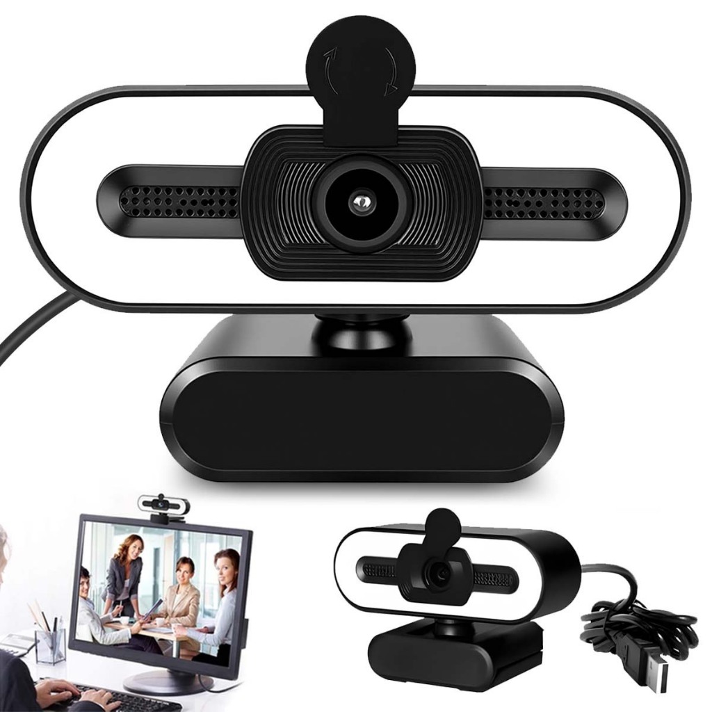 Webcam Câmera Computador Full HD 1080x1920p 2MP USB Plug Play Microfone Embutido Com uma luz de enchimento