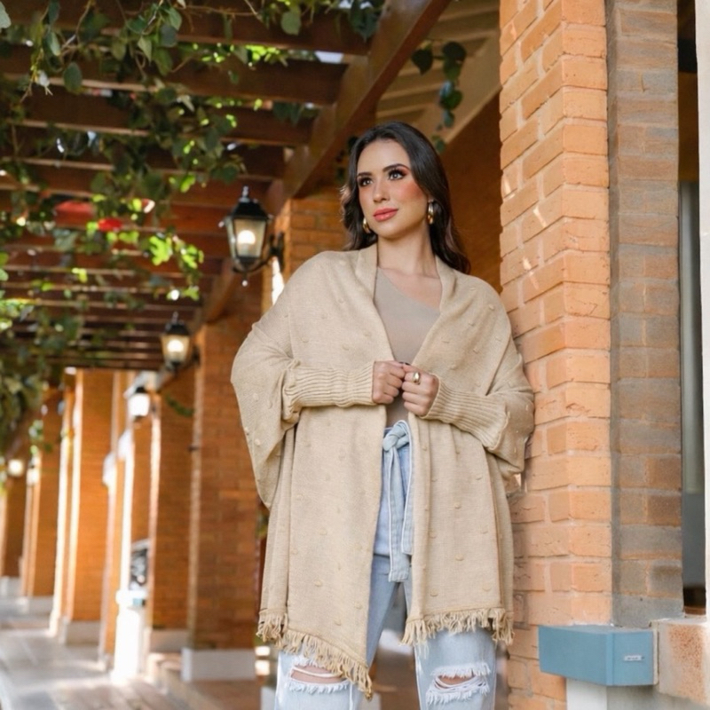 Poncho PLUS SIZE capa echarpe tricot  veste do 36 a 50 Tricô 3D Blusa de Tricot Feminina