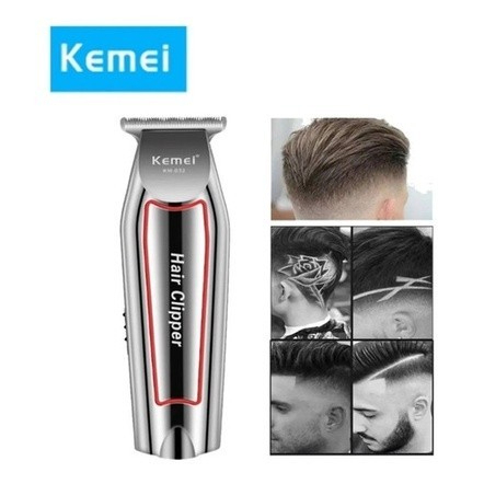 máquina de acabamento cortar cabelo barba barbeador pezinho profissional recarregável kemei KM-032