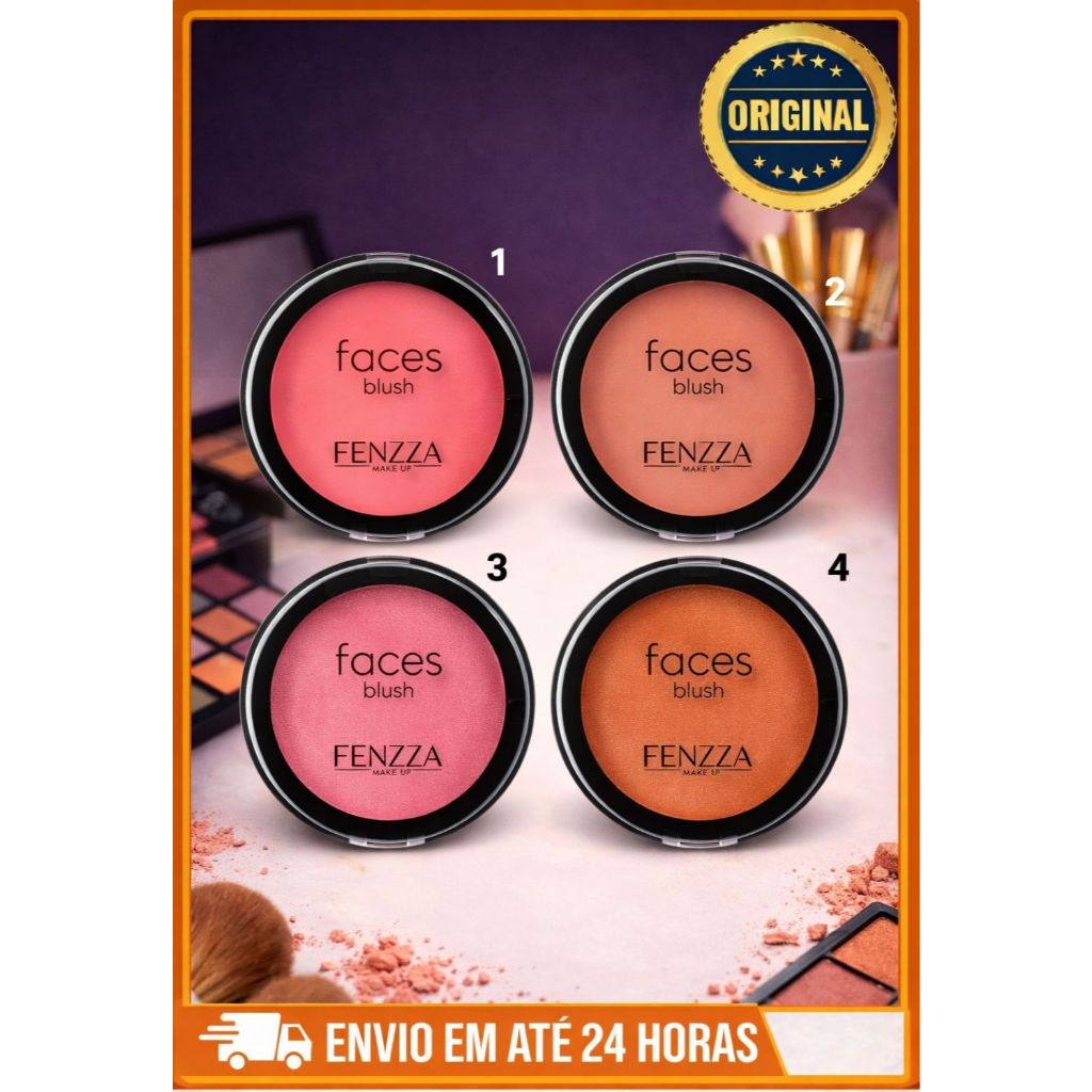 Blush Compacto Fenzza | Make Profissional | Toque Natural e  Pele Iluminada | Cores Variadas