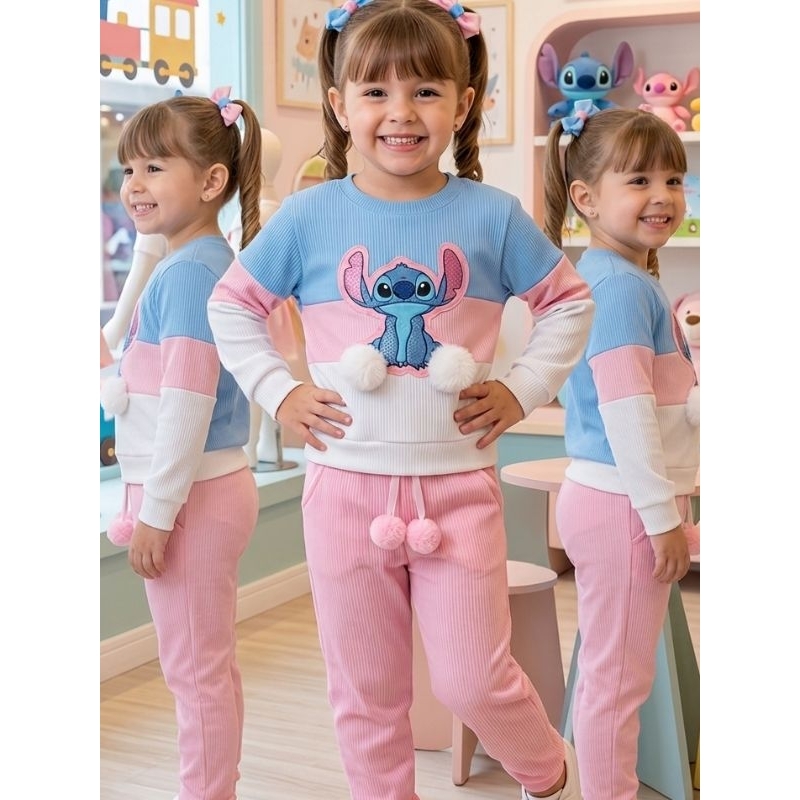 Conjunto Infantil Stitch Roupa Inverno Frio
