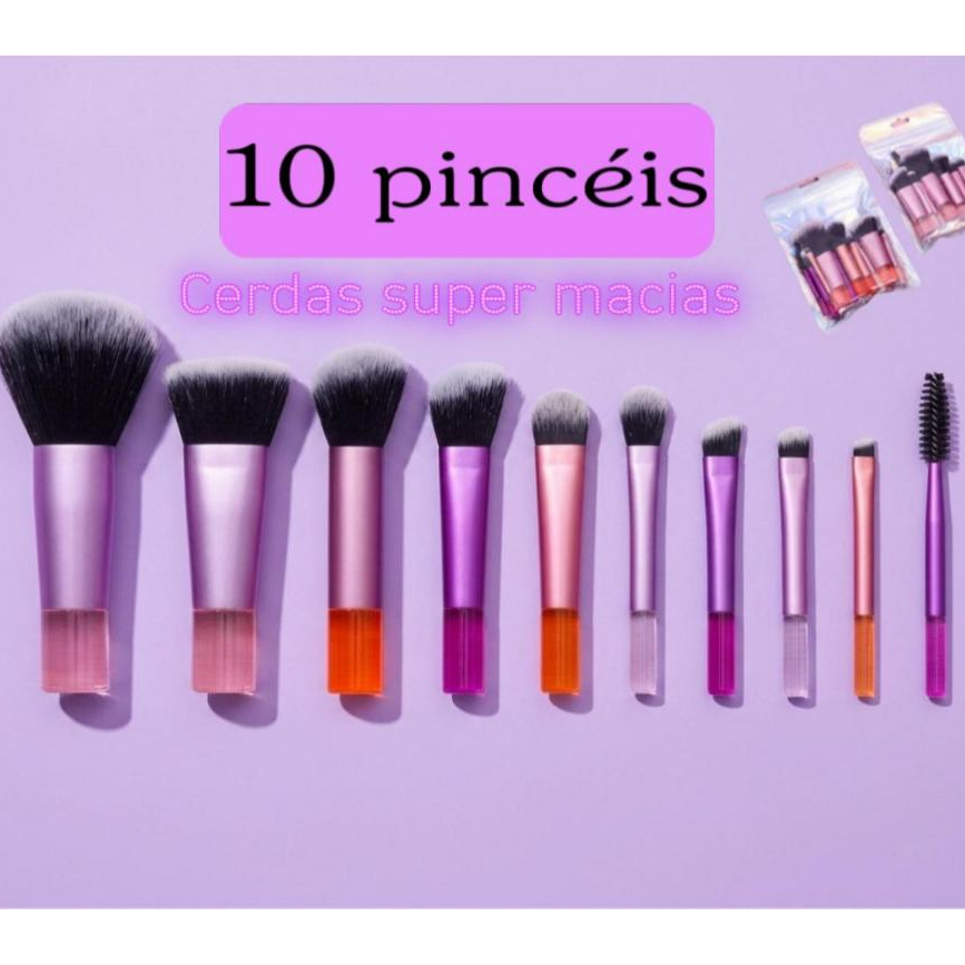Kit 10 Pincéis para Maquiagem/Pincéis Premium  Base, Blush, Sombra e Sobrancelhas Design Sofisticado Qualidade premium