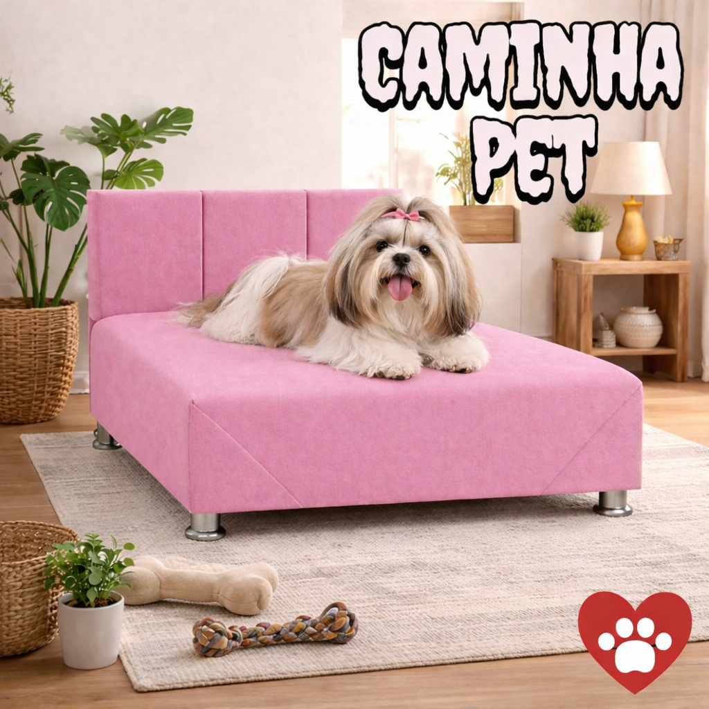 ENVIO IMEDIATO - Cama Pet Cachorro e Gato Pequeno e Grande 80cm e 60cm Box com Cabeceira em Suede