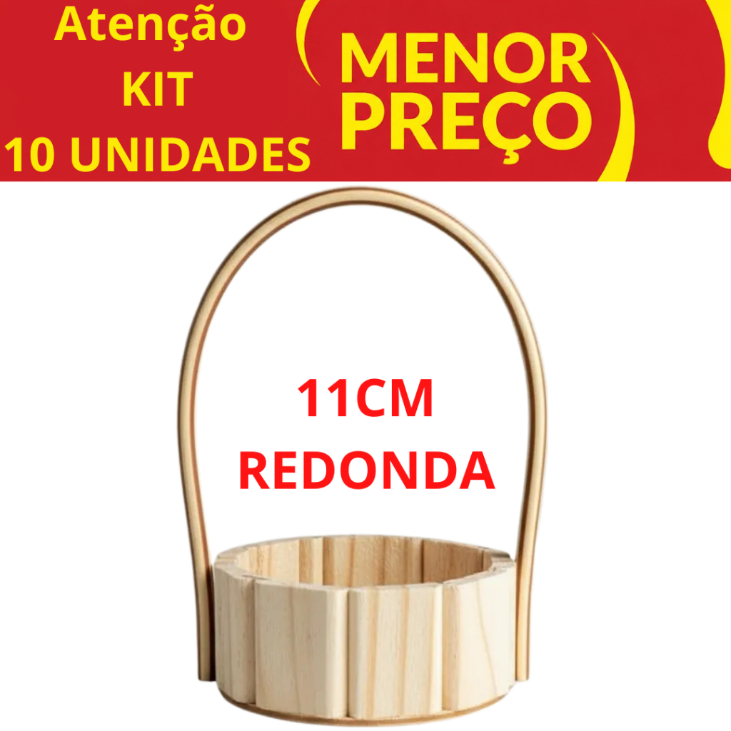 Kit 10 Cesta Mini Redonda 11 Centímetros dia dos namorados