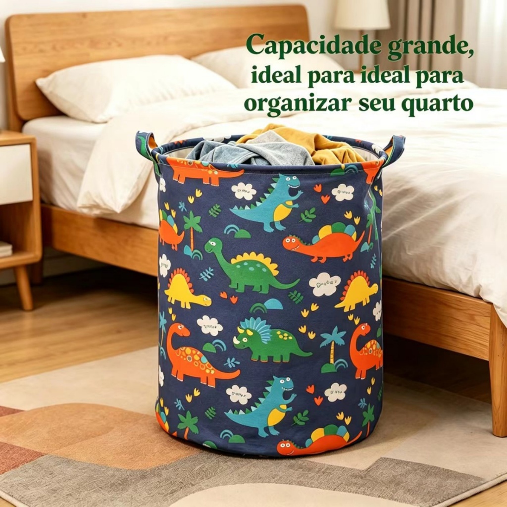 Cesto de Roupa Dobrável Impermeável com Alças Grande Capacidade Organizador Brinquedos Lavanderia Banheiro