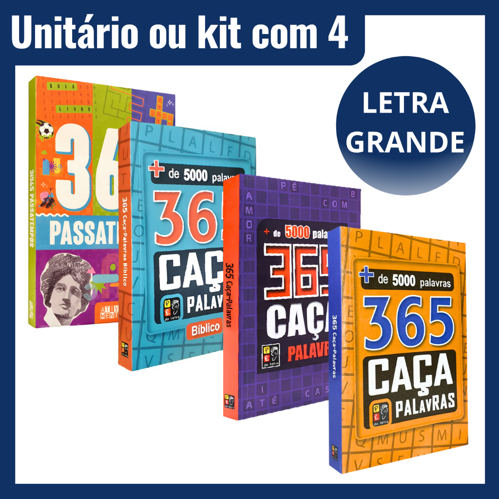 365 Caça Palavras - Kit ou Unitário Livro de Estímulo Memória Atenção Concentração Raciocínio Rápido