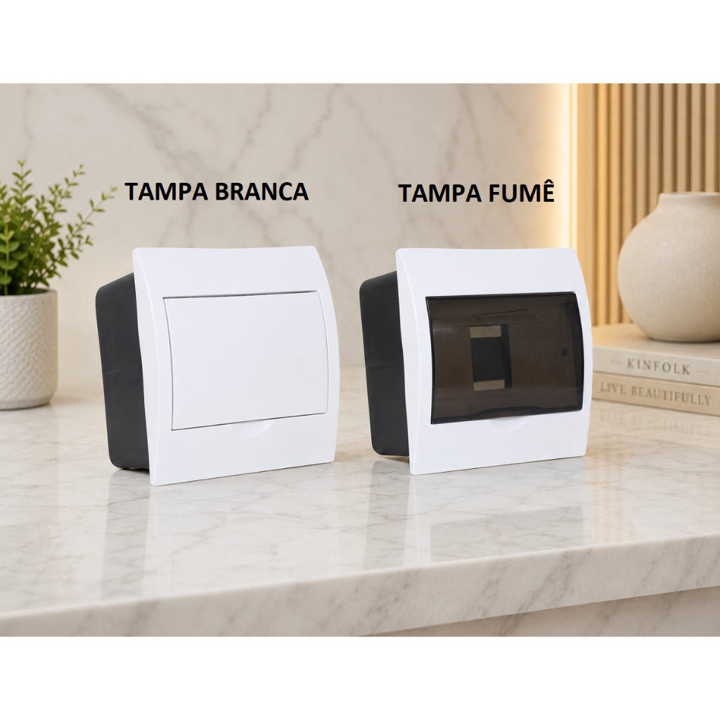Quadro caixa Distribuição Centrinho Embutir  com suporte para 6 Disjuntores tipo Din.