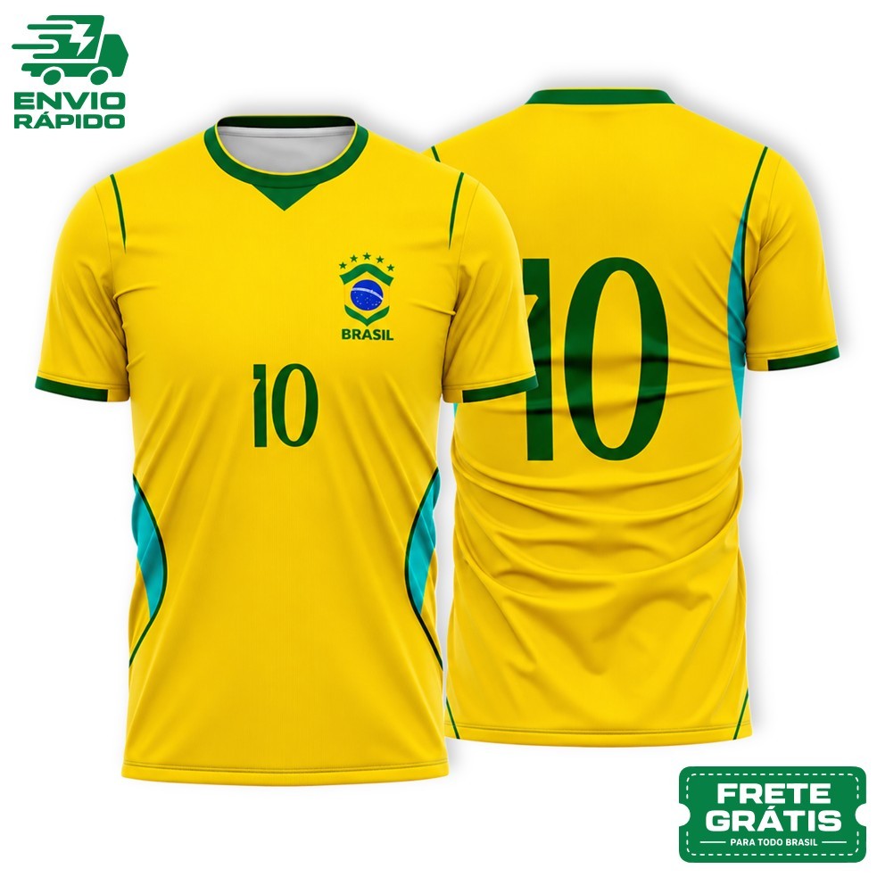Camisa Camiseta AMARELA Brasil Copa Masculina Bordado Nova 2026