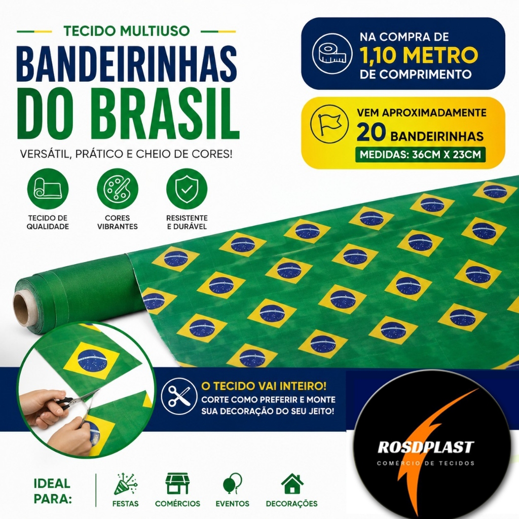 Tecido Bandeira Do Brasil- 100% Poliéster