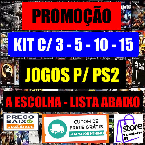 Jogos PS2 Kit C/ 3 - 5 - 10 - 15 Games Informe Escolhas No Chat Após Compra!