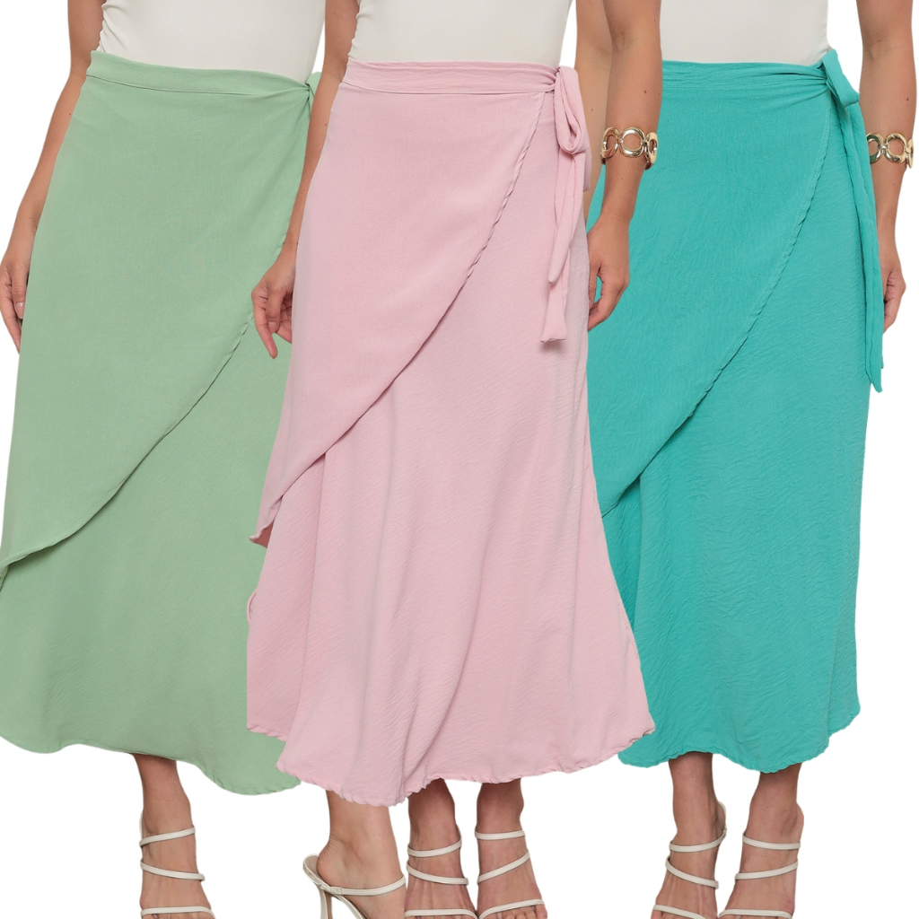 Saia Feminina Envelope Multiformas Versátil