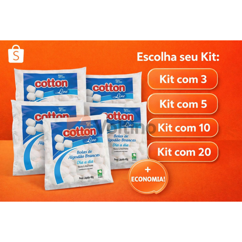 Kit com 20, 10, 5 OU 3 Pacotes Algodão em Bola Cotton- cada pacote 40g, macio. super oferta
