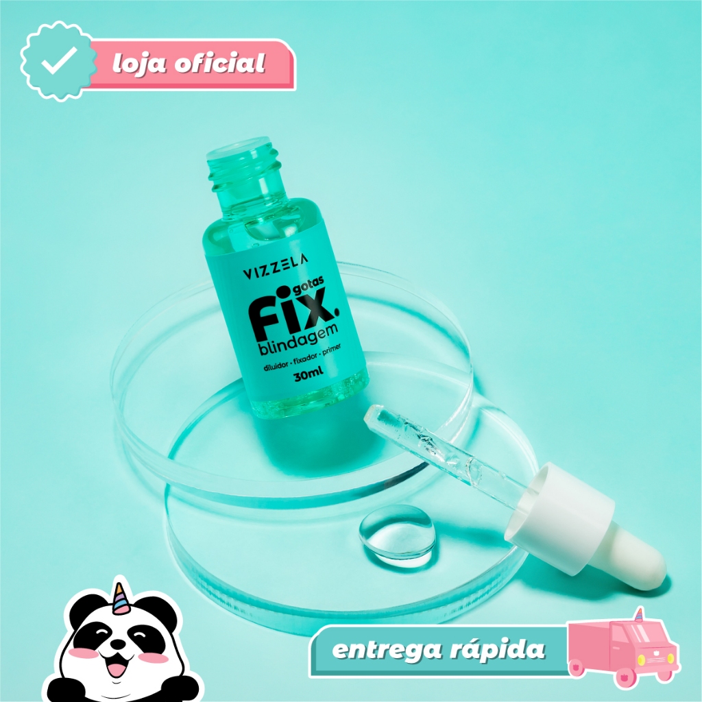 Gotas Fix Blindagem Diluidor Maquiagem Prova D'Água Vegano Original Vizzela