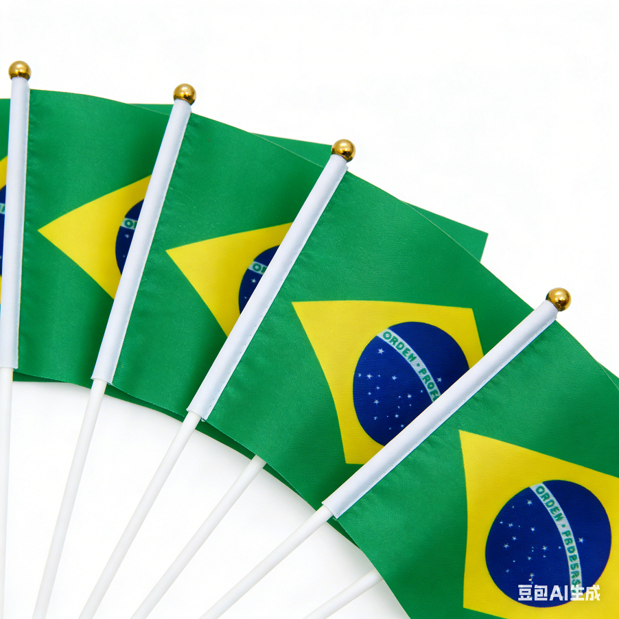KIT 10 ,20 ,30 ,40, 50，  Mini bandeiras de mão Bandeira Brasil Pacote mão14X21