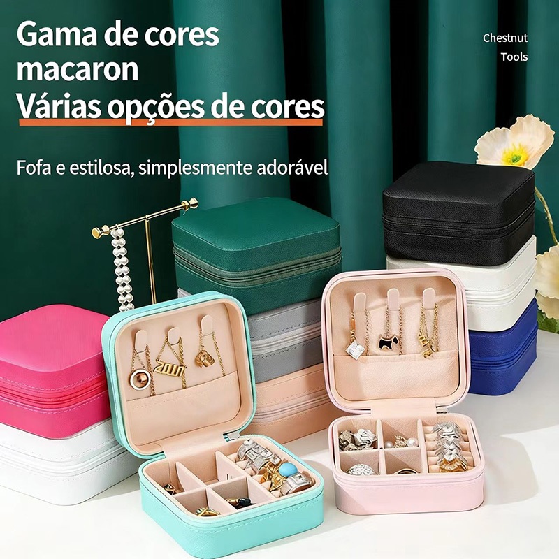 KIT 10/6pcs Porta Jóias Portátil Caixinha Bolsa de Armazenamento Colar Brincos Anéis-Q1
