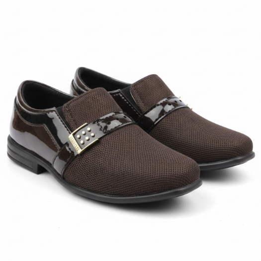 Sapato Social Infantil Masculino Cor Cafe Elegante e Super Confortavel