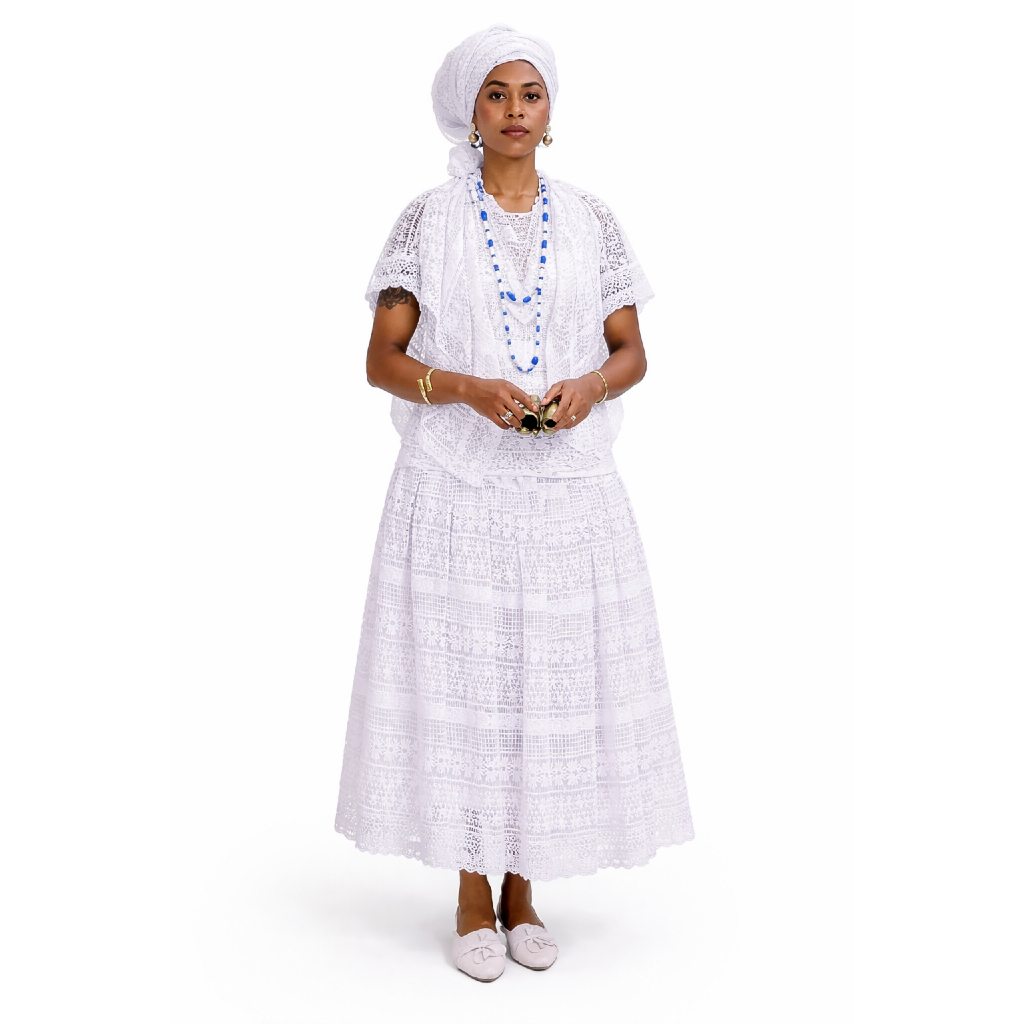Umbanda Candomblé Conjunto 6 Peças Guipir Algodão P ao GG
