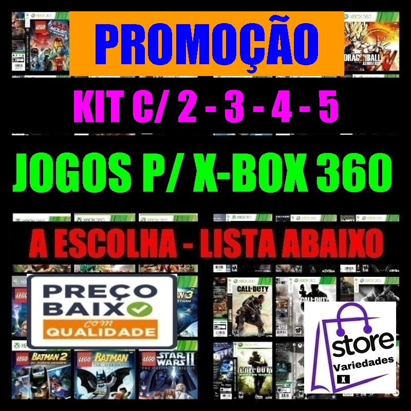 Kit C/ 2 - 3 - 4 - 5 Jogos P/ X-BOX 360 Informe As Escolhas No chat