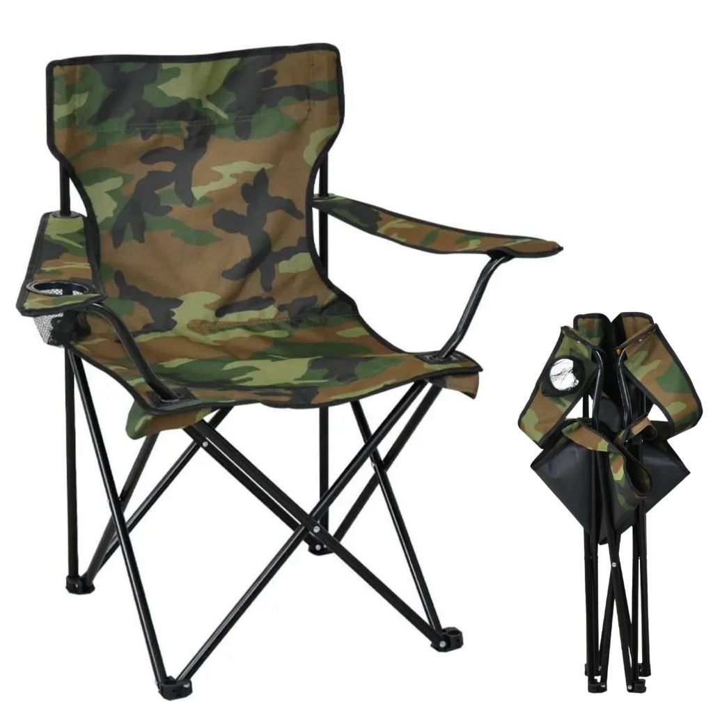 Cadeira Pesca Praia Acampamento Dobrável Com Bolsa Cor Camuflada Portátil Atividade Ao Ar Livre