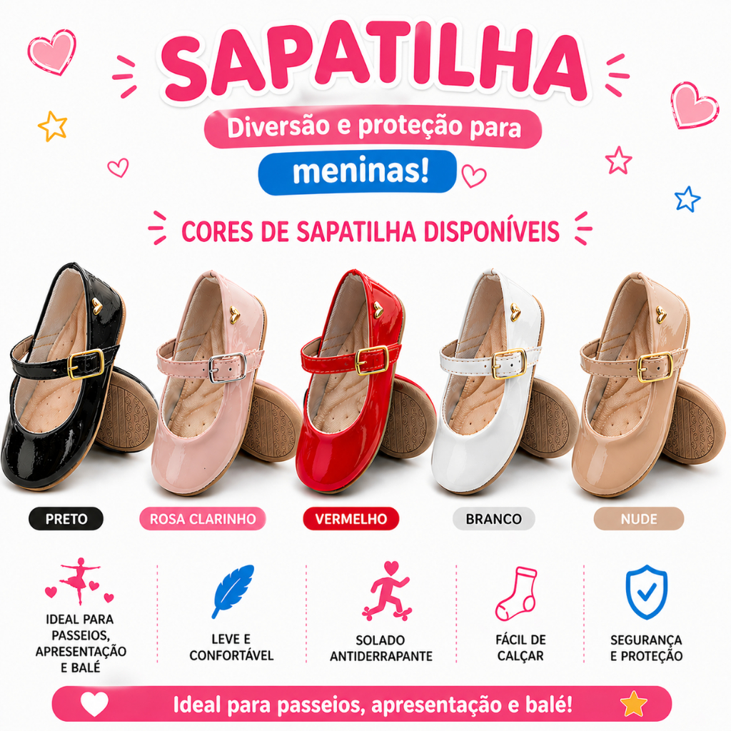 Sapatilha Infantil De Menina Lisa 20 ao 27