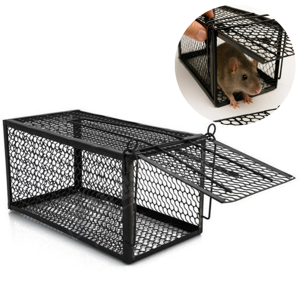 Kit 1 Armadilha Ratoeira Gaiola Ratoeira Automática Para Ratos Ratazanas Roedores Reutilizavel Preto