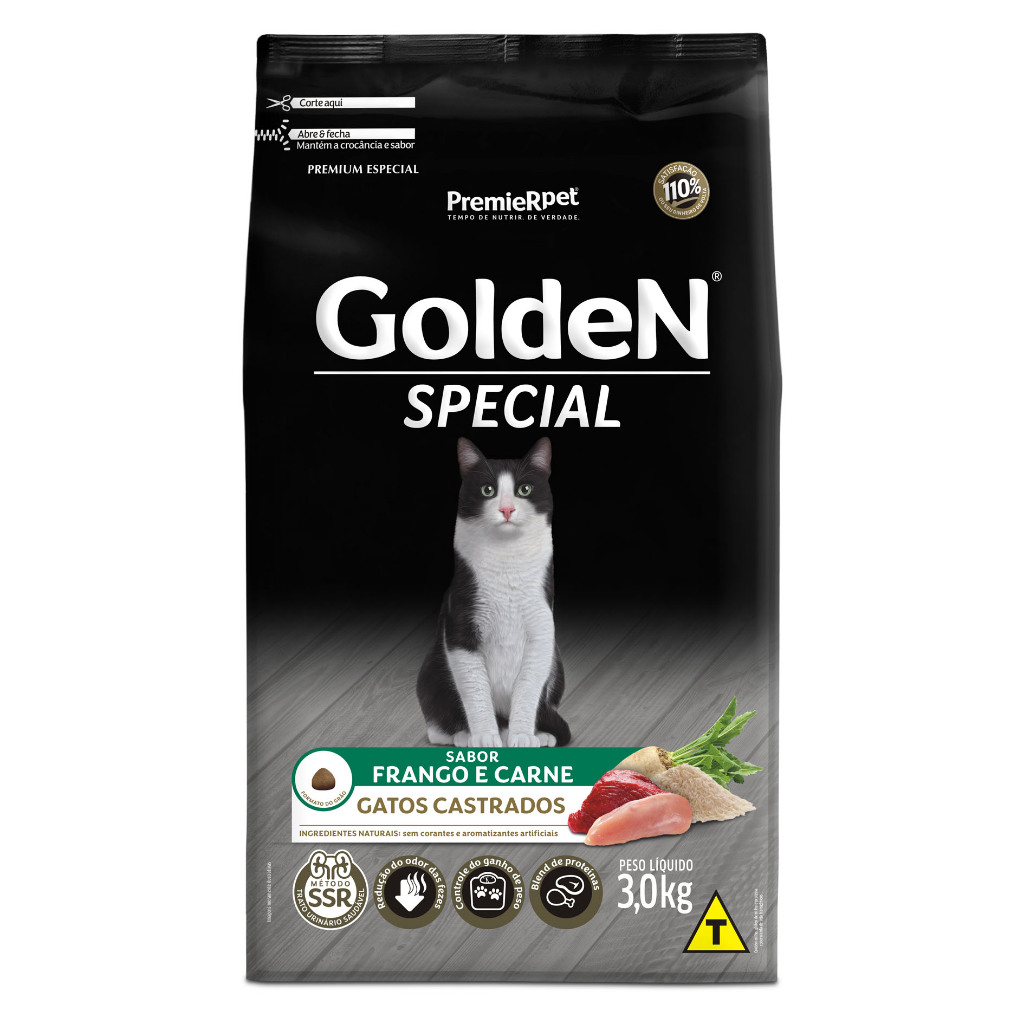 Ração Golden Special Gatos Castrados Frango e Carne 3kg