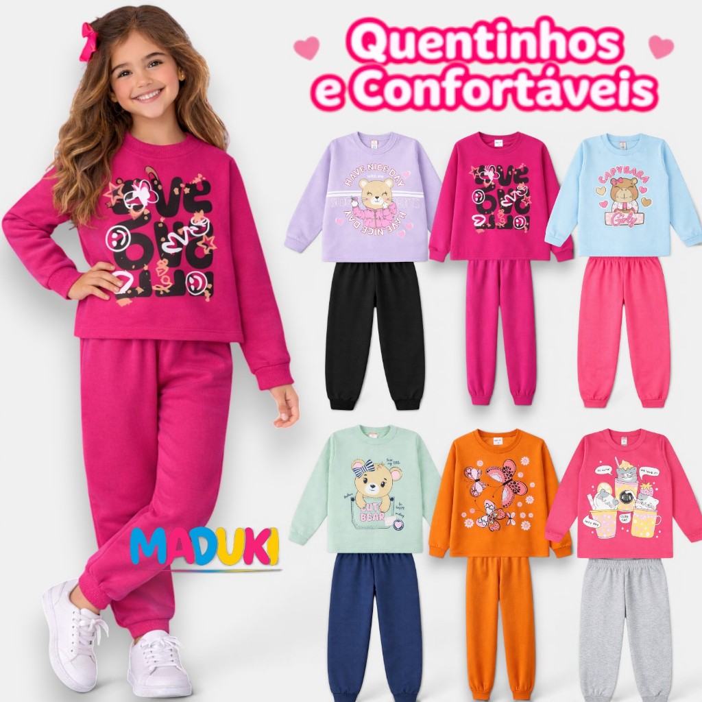 Kit 4 Peças Moletom Infantil Feminino Menina Inverno Tamanhos 1 a 14