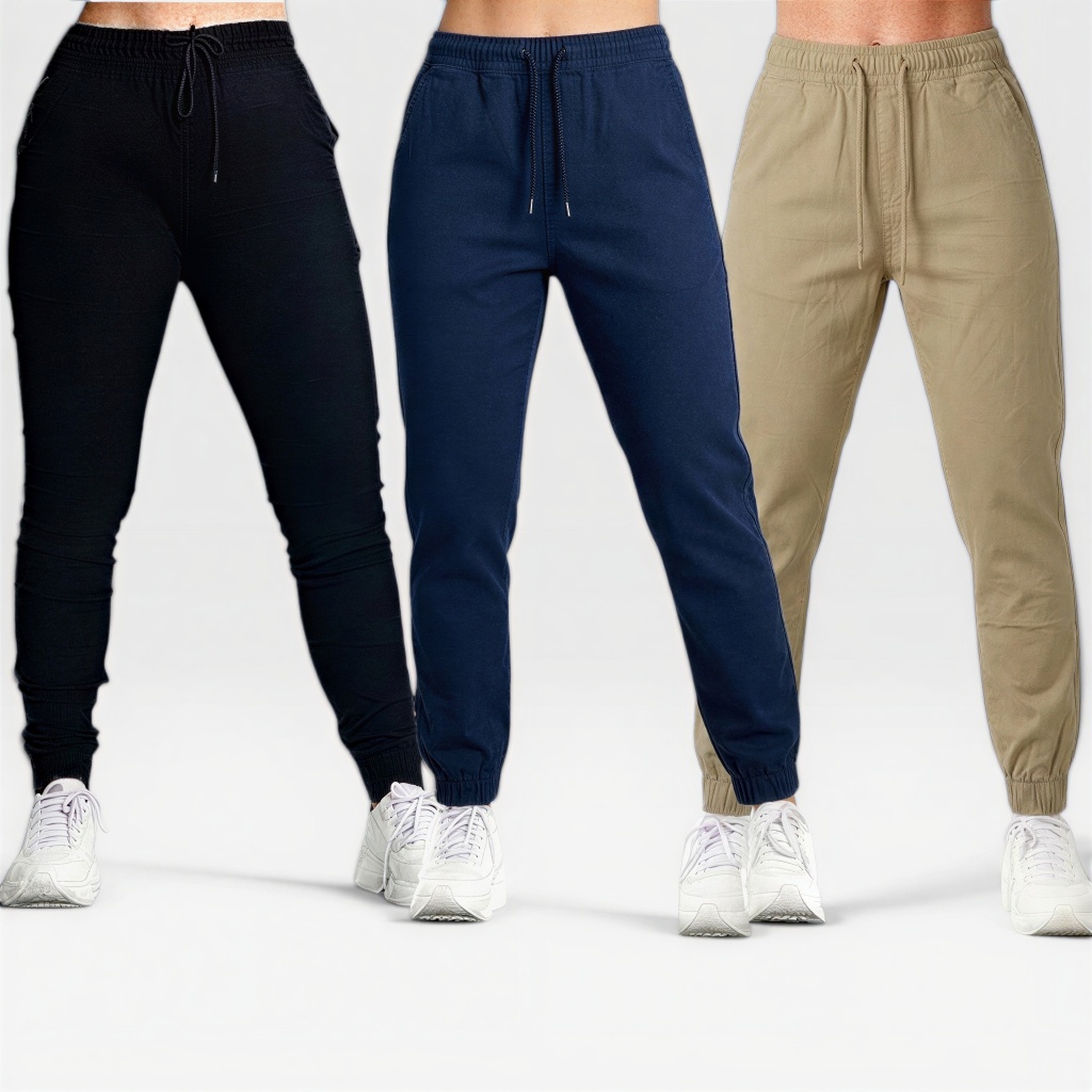 Calças Feminina Jogger Punho Bolso Elastano Estilosas fashion