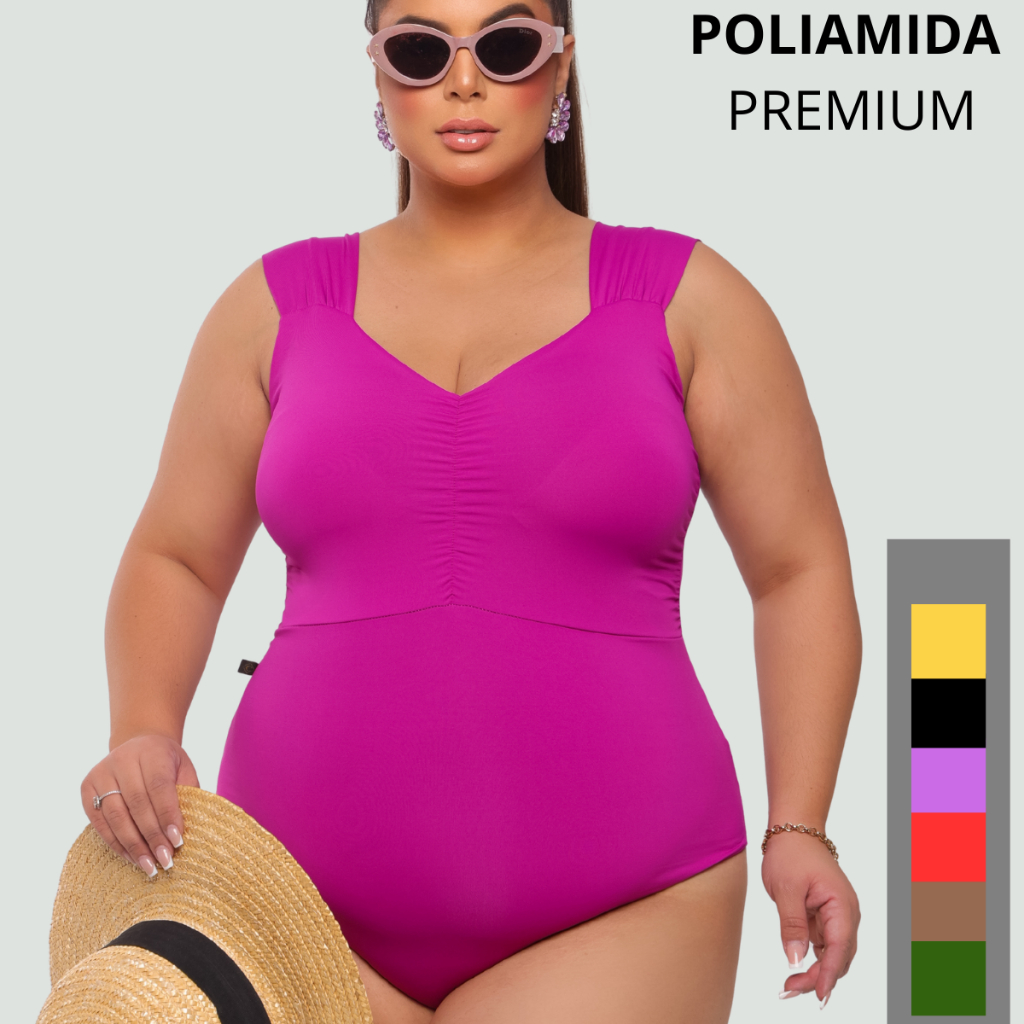Maiô Feminino Praia Plus Size Suplex Poliamida Premium Body Comfortável Disfarça Barriga