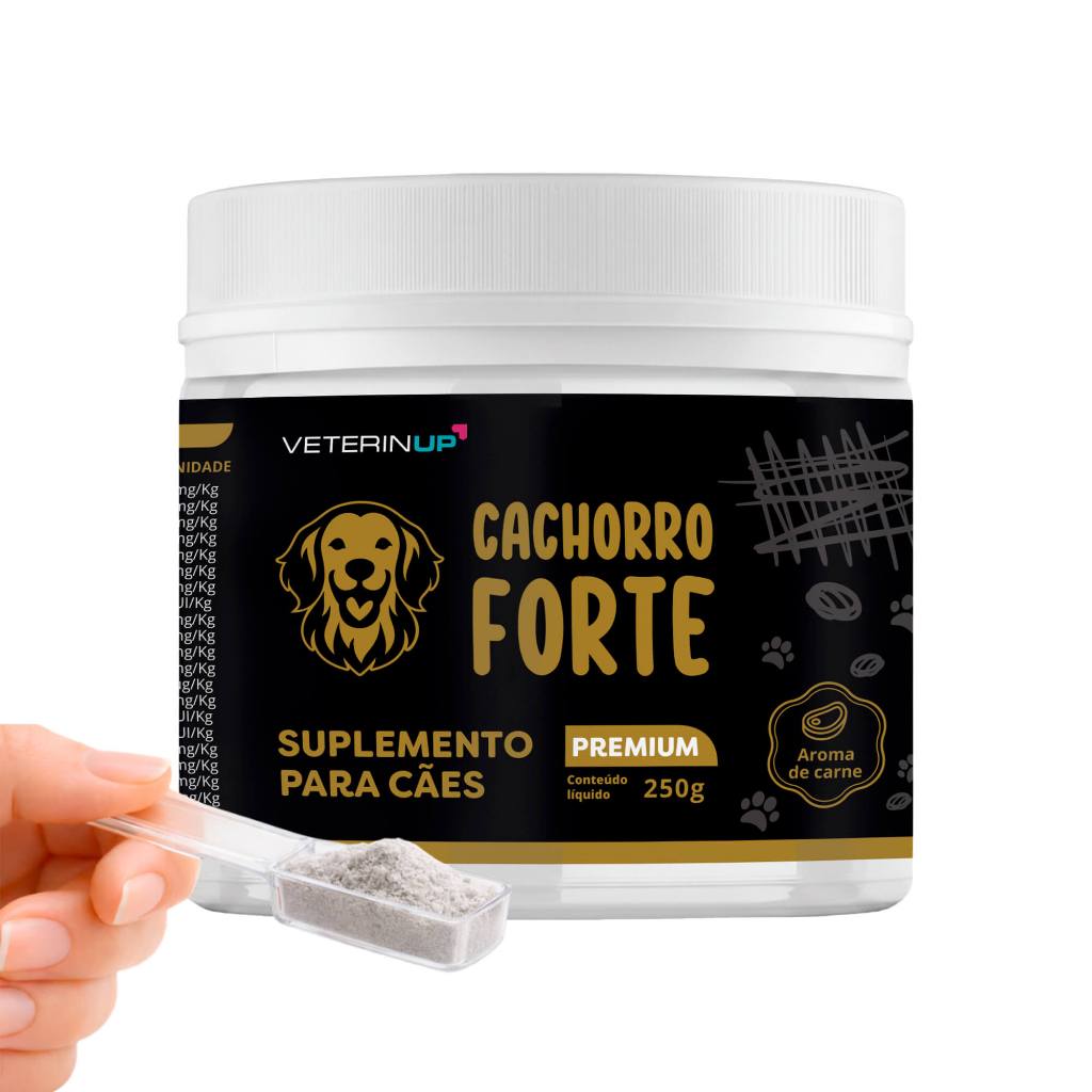 Cachorro Forte Premium 1 Pote 250g - Pelo e Derme +Imunidade Força e Ganho de Massa Muscular