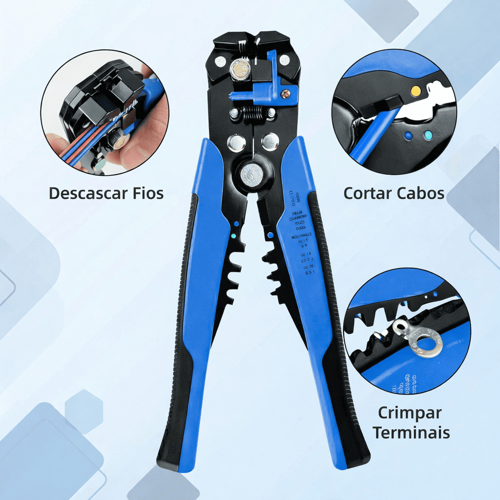 Alicate Profissional Decapador automatico de Fios 3 em 1 Corte Crimpador descascador - Eletricista