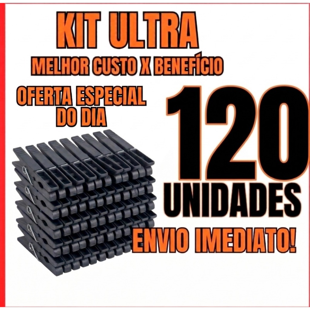 Kit 120 Prendedores de Roupa de Plástico Resistente Antiderrapante Alta Durabilidade Varal Reforçado