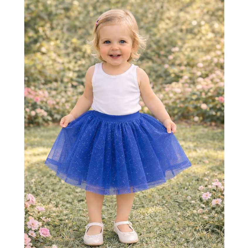Saia Infantil Juvenil Tule Com Gliter  Varias Cores