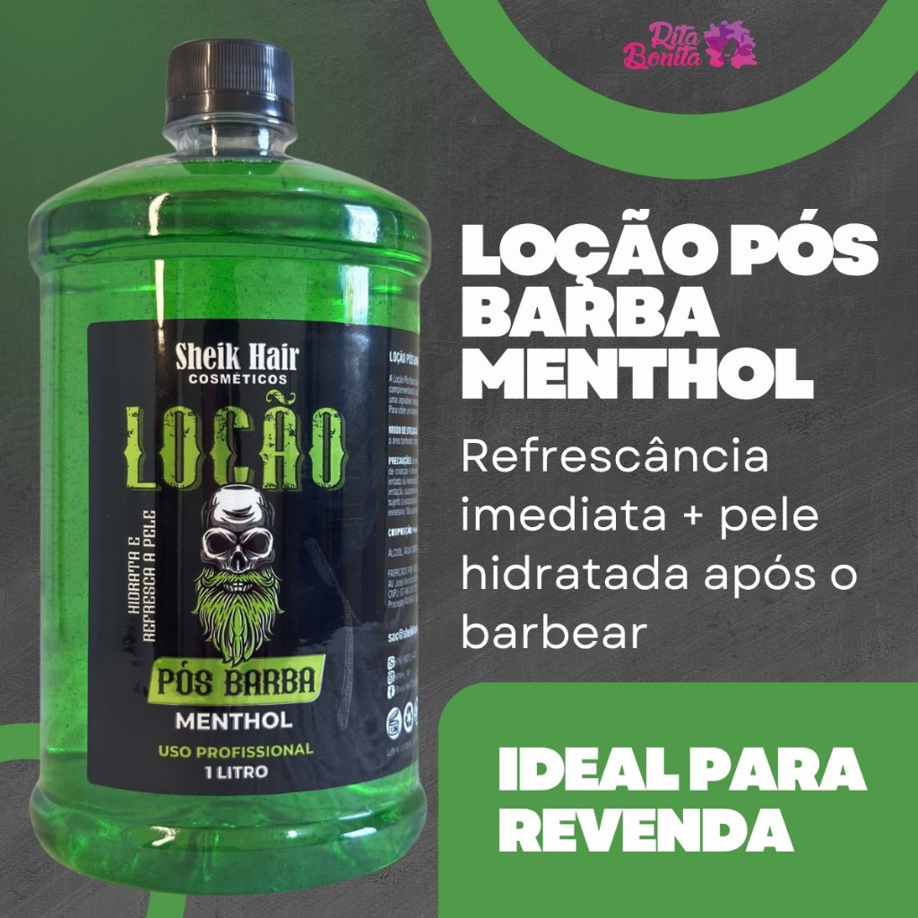 Loção Pós Barba Profissional Hidratante Masculino 1L Menthol