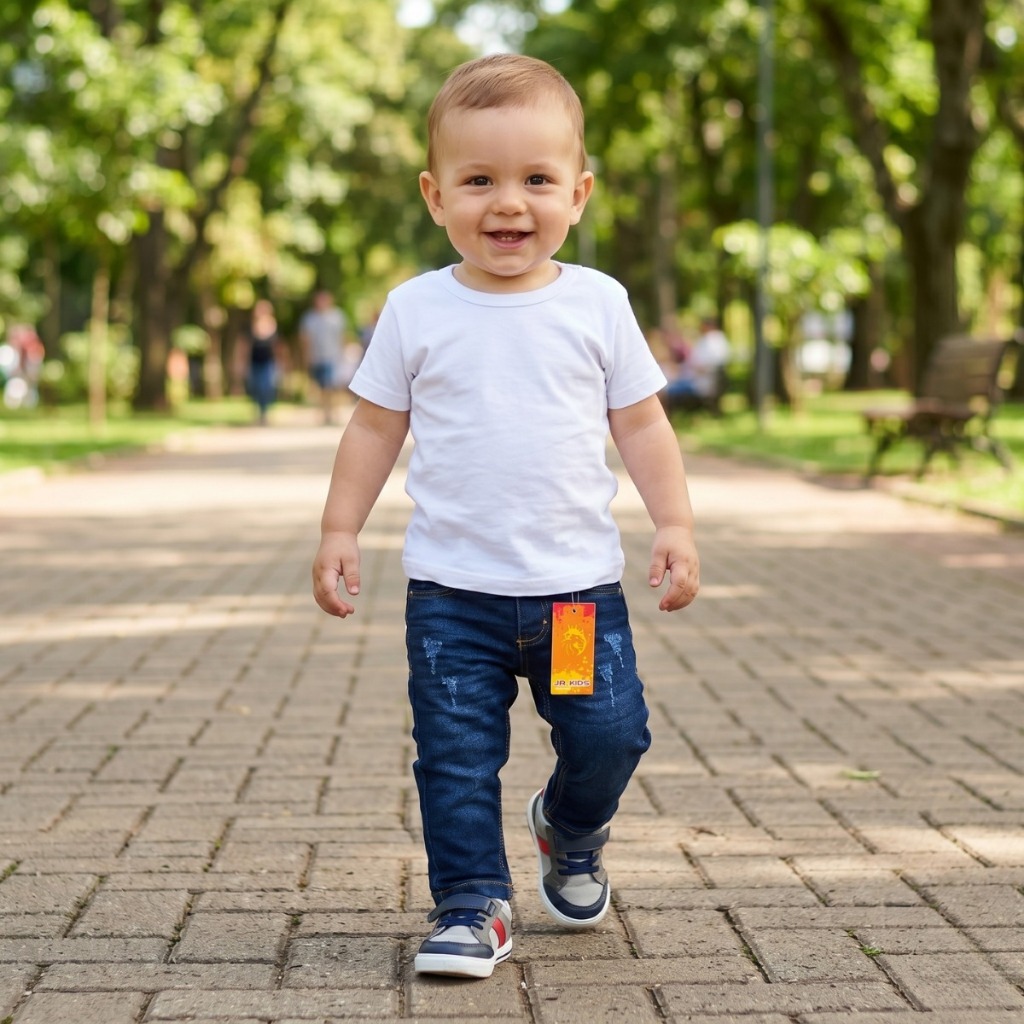 Calça jeans bebe menino com elastano Tam  P M e G