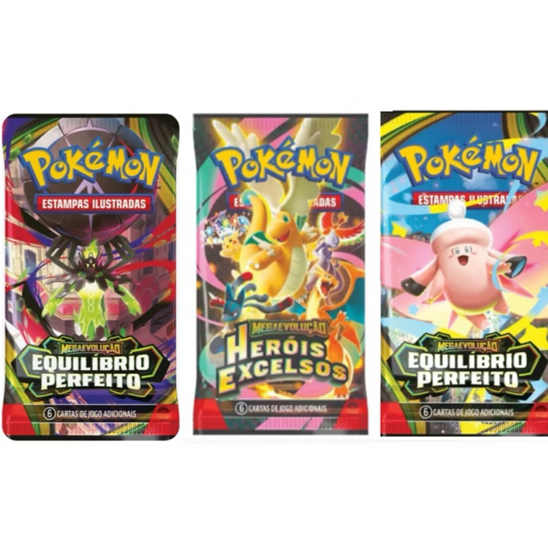 booster Pokemon Original Fogo Fantasmagórico/ Evoluções Prismaticas / Mega Evolução/ herois excelsos/equilíbrio perfeito