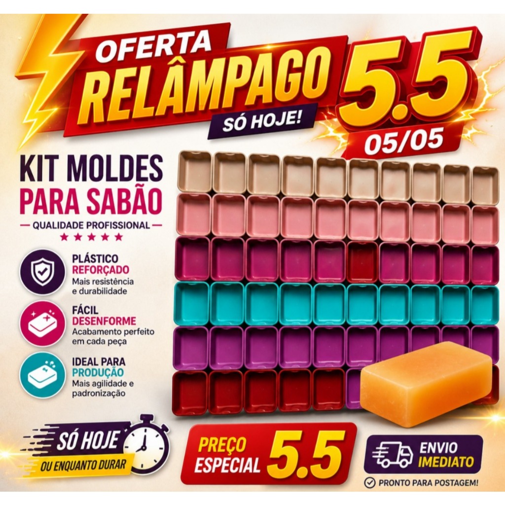 Kit Formas Sabão e Sabonete Artesanal 250ml Plástico Reforçado Molde Barra Multiuso Com Tampa