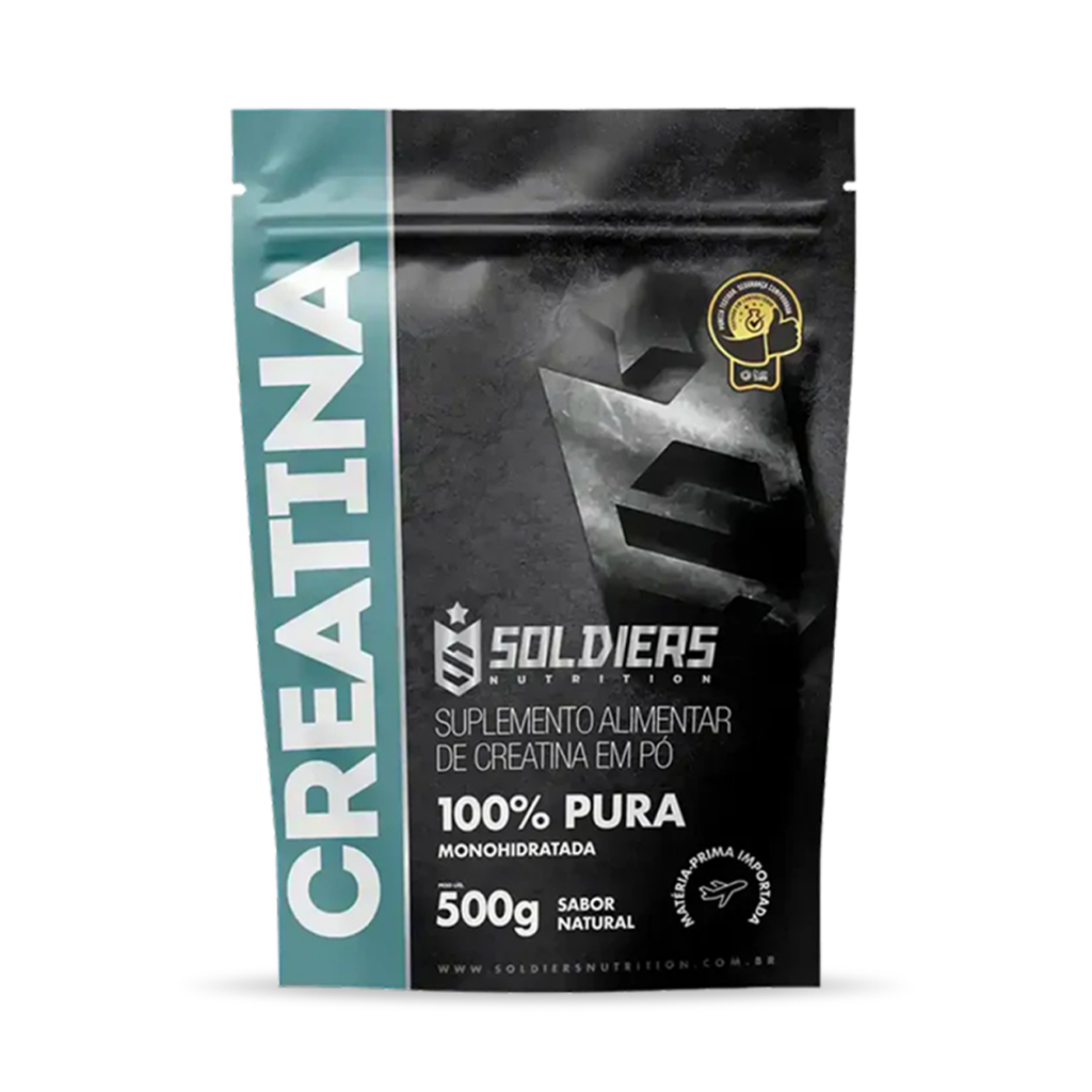 Creatina Monohidratada 500g 100% Pura Importada Soldiers Nutrition Suplemento Performance Muscular Força
