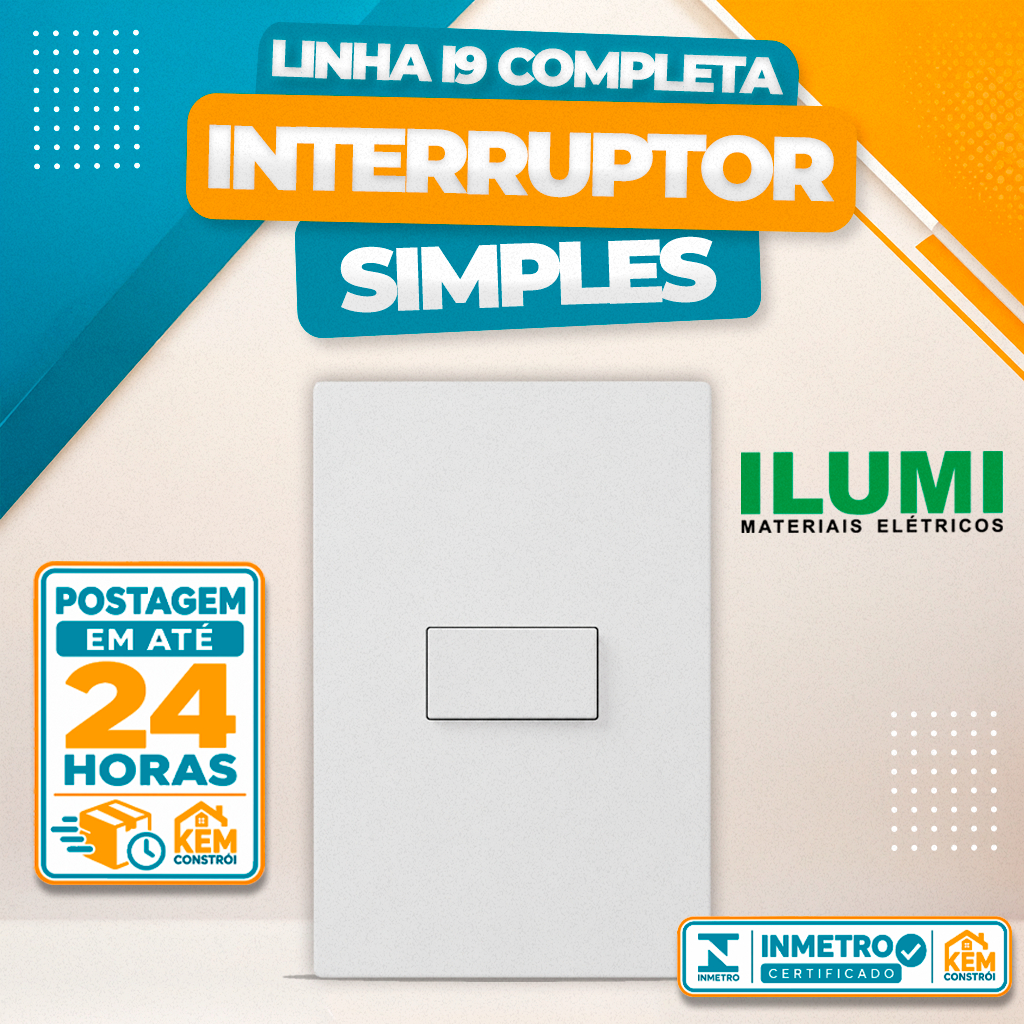 Kit Interruptor Simples Ilumi I9 Horizontal Branco 4x2 Completo