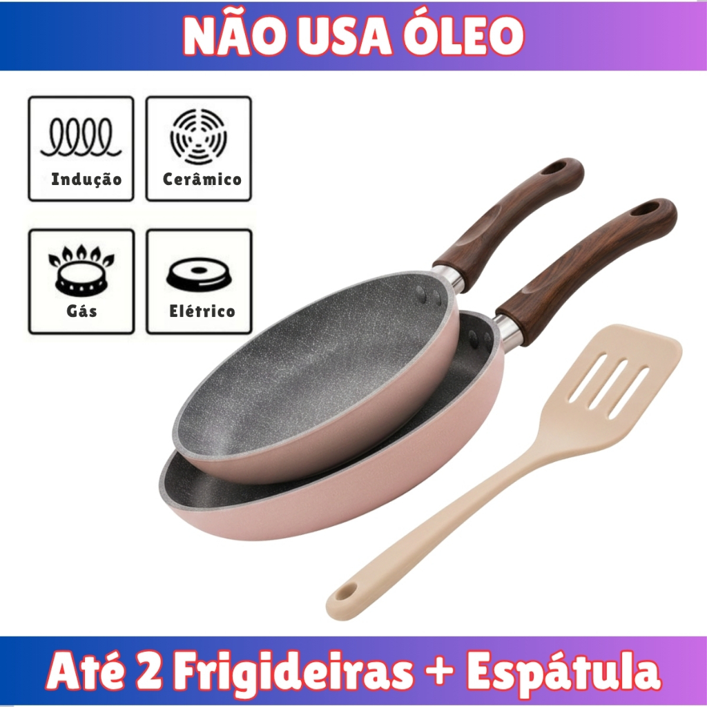 Frigideira Antiaderente Indução Cerâmica Premium Cooktop Todos Fogões Cabo Térmico Não Gruda