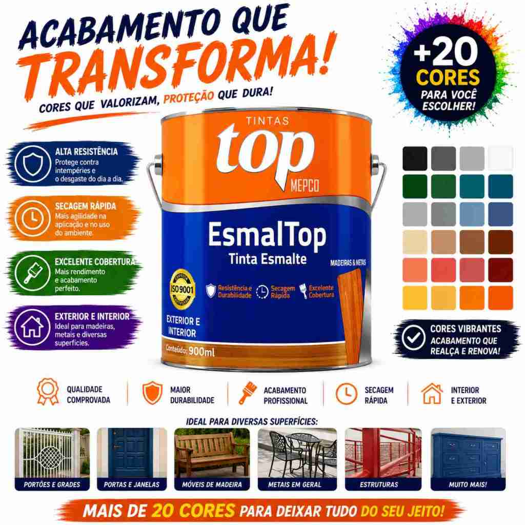 Esmalte Sintético MEPCO 900ml – Tinta para Metal e Madeira com Alta Resistência e Ótima cobertura