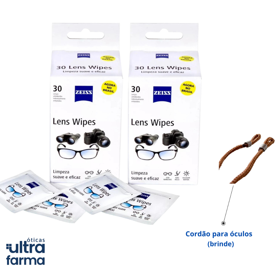 Lens Wipes Zeiss Original Limpa Óculos e Celular, Lenço Umedecido Não Risca Secagem Rápida